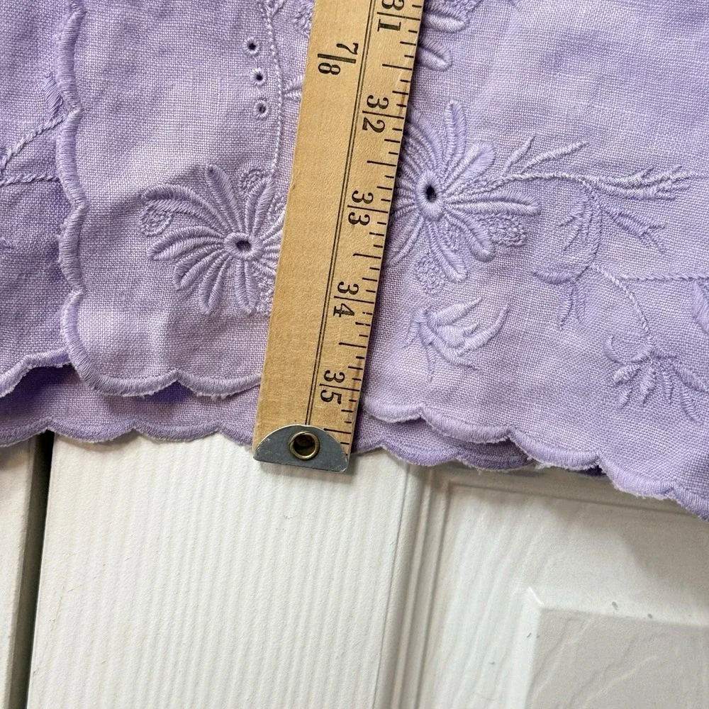 NWT J. Jill Linen Maxi Skirt Size 6 Lavender Purple Floral Embroidered Scallop
